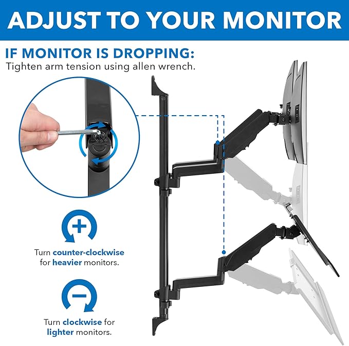 Mount-It! Dual Monitor Arm Wall Mount Workstation with Keyboard Tray & CPU Holder, Height Adjustable Gas Spring Full Motion Computer Station, Fits 17??2??VESA 75x75 100x100, Black