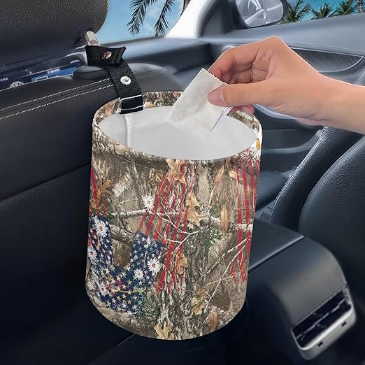 Camo Car Trash Bin Folding Vehicle Garbage Small Mini Can Travel Garbage Organizer Bag Accessories