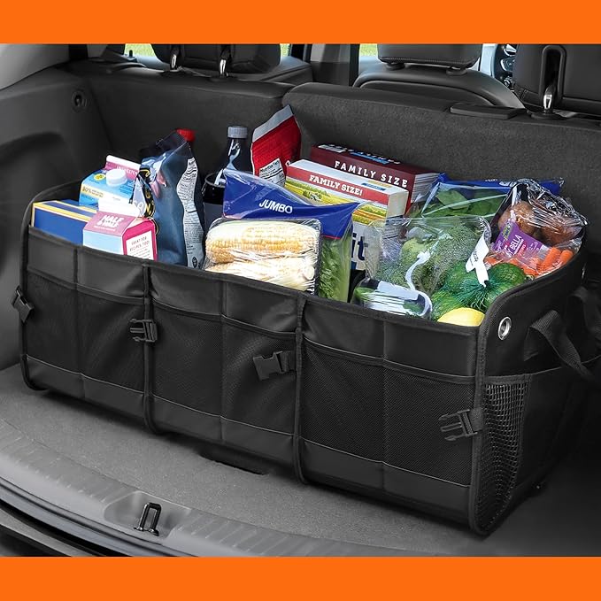 Armor All Large 20 Pocket Trunk Cargo Organizer, Collapsible and Foldable Compartments, Groceries, Beach, Picnic