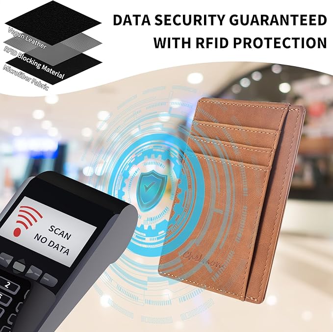 Chelmon Slim Wallet for Men, Minimalist Front Pocket RFID Blocking Credit Card Holder
