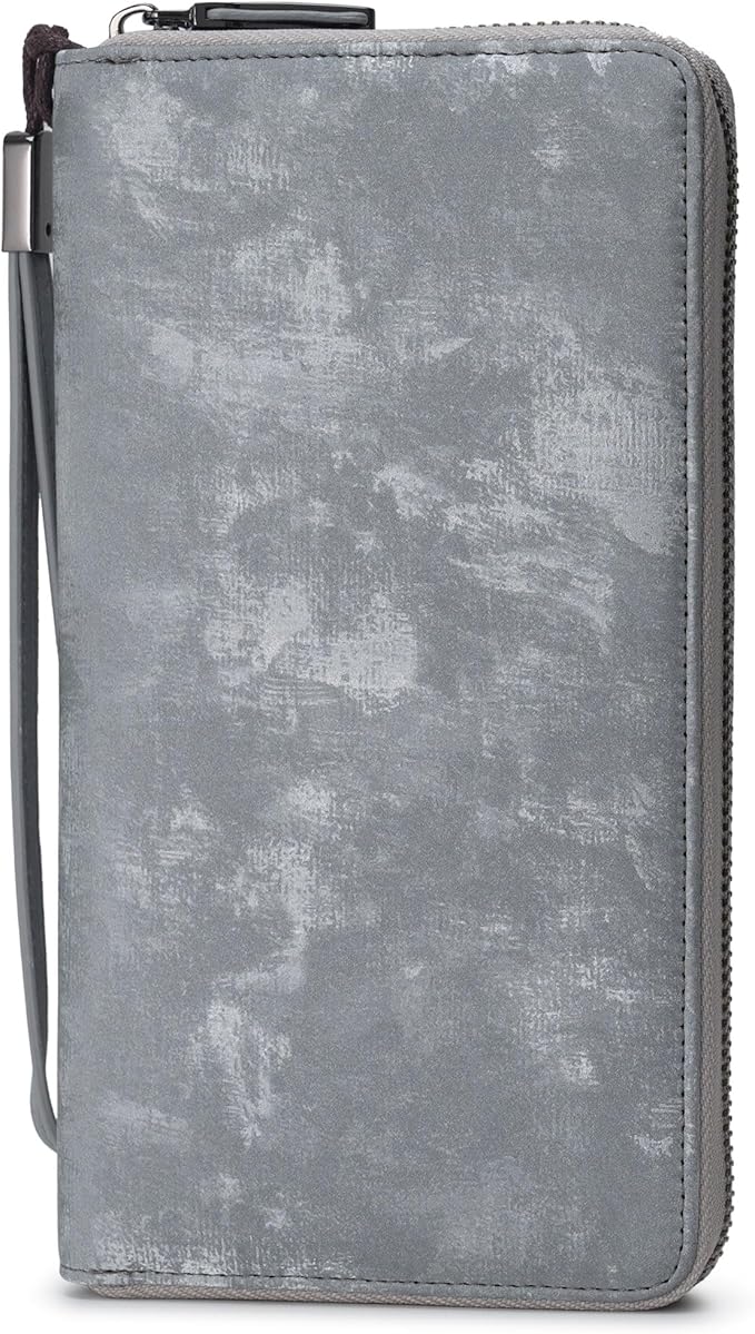 Bveyzi Women RFID Blocking Wallet Leather Zip Around Phone Clutch Large Capacity Ladies Travel Purse Wristlet | RFID Blocking, Zip Around, Large Capacity