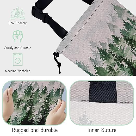 Foggy Forest Car Garbage Bag,Waterproof Small Car Trash Bag Hanging Back of Seat,Drawstring Hanging Car Trash Bag with Adjustable Buckle for Car Accessories