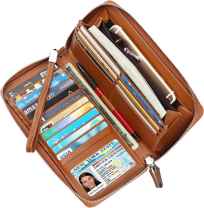 Lavemi Small Compact Women Wallet RFID Blocking Genuine Leather Bifold Purse with ID Windows