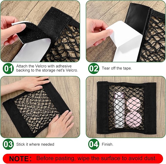 6 Pcs Mesh Cargo Net Universal Stretchable Elastic Rv Storage Netting with Adhesive Tape 4 Different Sizes Pocket Car Storage Net for Trunk Rv Boat Car Kitchen Cabinet Closet Home