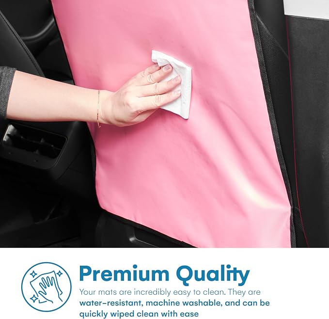 Enovoe Kick Mats - Set of 2 - Back of Seat Protector for Kids Feet - Car Seat Back Protector - Shields from Dirt and Scuffs - Durable Material - 16.8x32.8inch - Pink - Kick Mats Back Seat Protector
