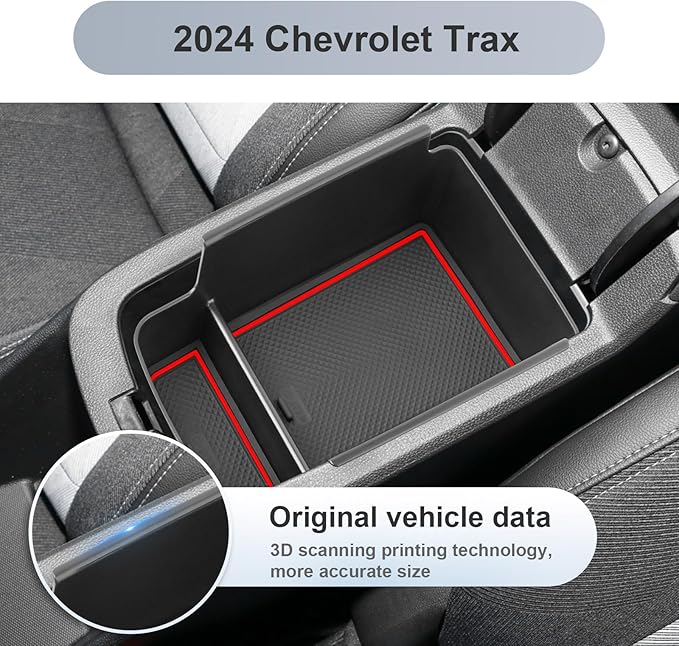 SKTU for 2024 2025 2026 Chevrolet Trax Center Console Organizer 2024 2025 2026 Chevy Trax Console Tray Trax Armrest Storage Box 2024 2025 2026 Chevy Trax Accessories with Sunglasses Holder (Red)