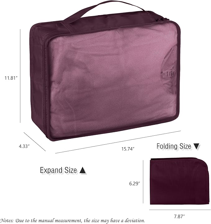 Packing Cubes Set, 2 Pcs Packing Organizers Set for Suitcases (Burgundy)