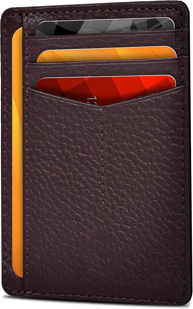 Oak Leathers Leather Slim Minimalist Wallet for Men & Women RFID Front Pocket Leather Card Holder Wallets (Mulberry)