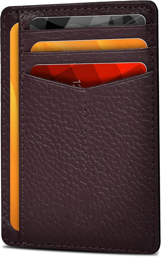Oak Leathers Leather Slim Minimalist Wallet for Men & Women RFID Front Pocket Leather Card Holder Wallets (Mulberry)