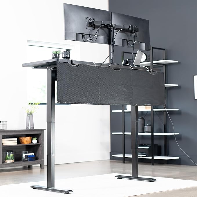 VIVO 60 Inch Clamp-on Privacy and Cable Management Organizer Sleeve, Wire Hider Kit Panel System, Desk Skirt, Black, DESK-SKIRT-60P