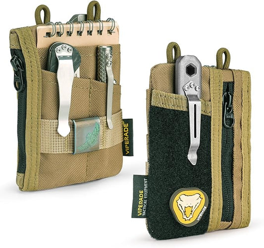 VIPERADE VE18-S Small EDC Pouch, Mini EDC Pocket Organizer for Men, EDC Pocket Organizer, 3 Slots with 2 Zipper Pockets Multitool Pouch