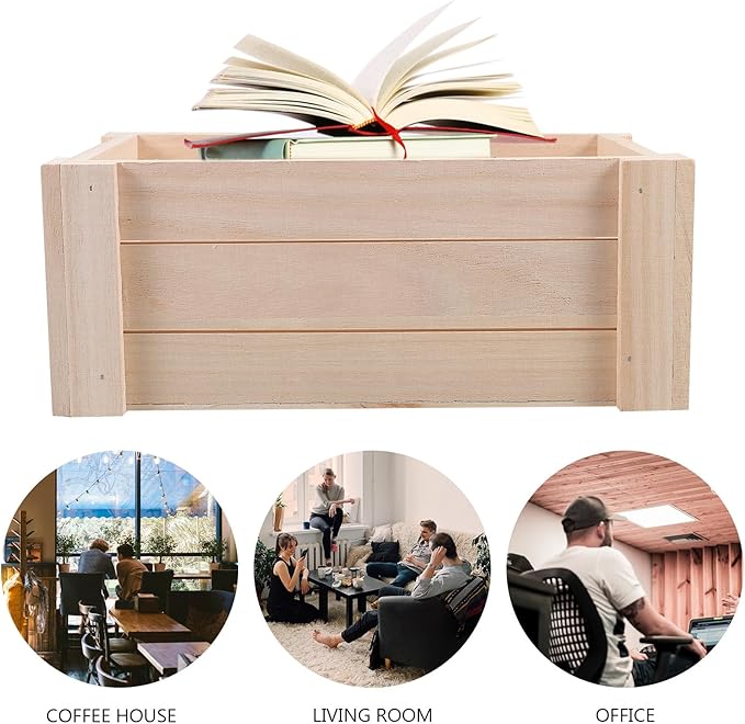Wooden Desk Organizer Box Medium (25x15.4x10cm) Multifunctional Wood Storage Case for Office and Home Table Storage