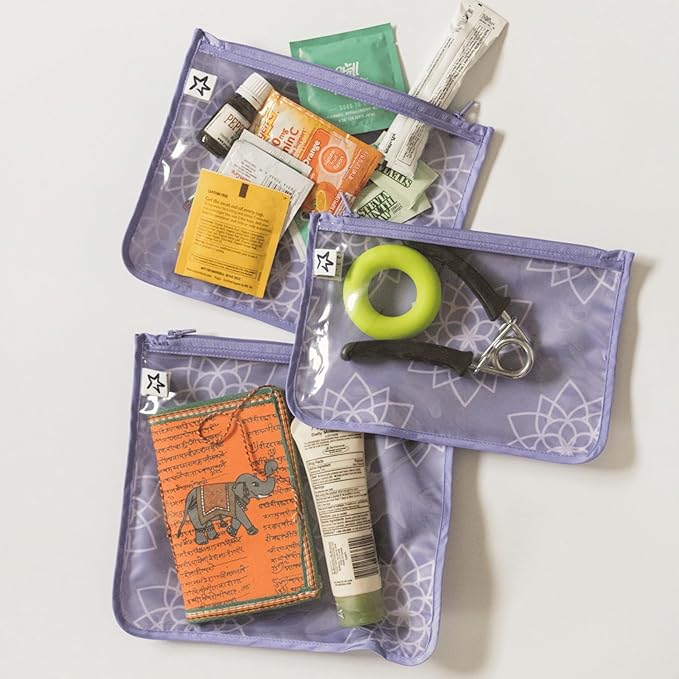 Tiny Twinkle Diaper Bag Organizing Pouches|3 Pack Mess-Proof Clear Front Travel Organizer Bags&TSA Approved Toiletry Bag Set for Baby and Mom Essentials