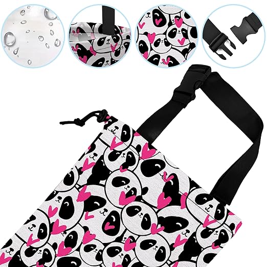 Car Trash Bag Hanging Cute Panda and Heart Car Trash Can Waterproof Garbage Bag Hanging for Car Back Seat