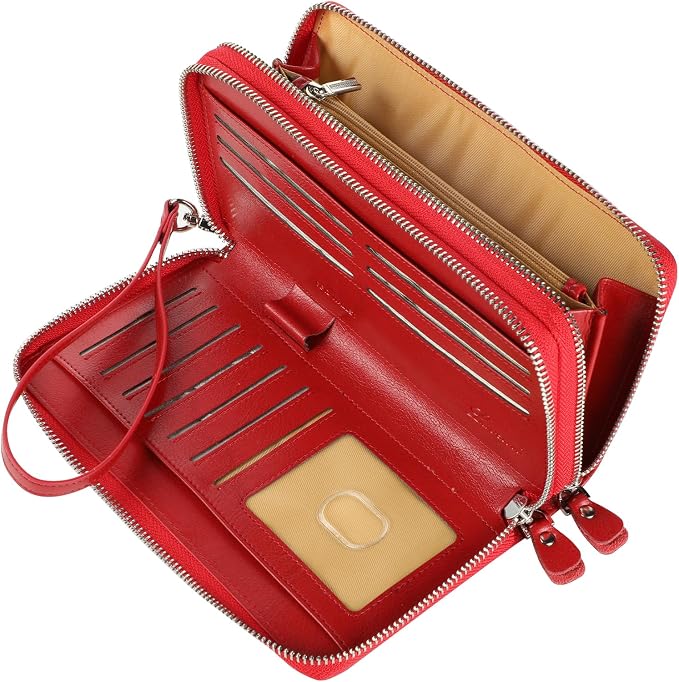 Lavemi Small Compact Women Wallet RFID Blocking Genuine Leather Bifold Purse with ID Windows