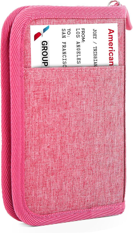 Single Passport Holder for Travel, RFID Travel Document Organizer for Women Waterproof Passport Wallet Men Portable Case for Cards, Boarding Pass, ID, Money, Tickets with Zipper