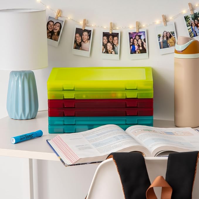IRIS USA 6-Pack A4 File Box Paper Cases |Made in USA| Fits 8.5" x 11" Letter Paper, Portable & Stackable - Multi-Color