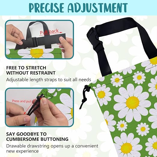 Car Garbage Bag Abstract Daisy Flowers Drawstring Car Trash Bag Hanging for Back Seat with Adjustable Buckle Canvas Vehicle Trash Can Easy-to-Install