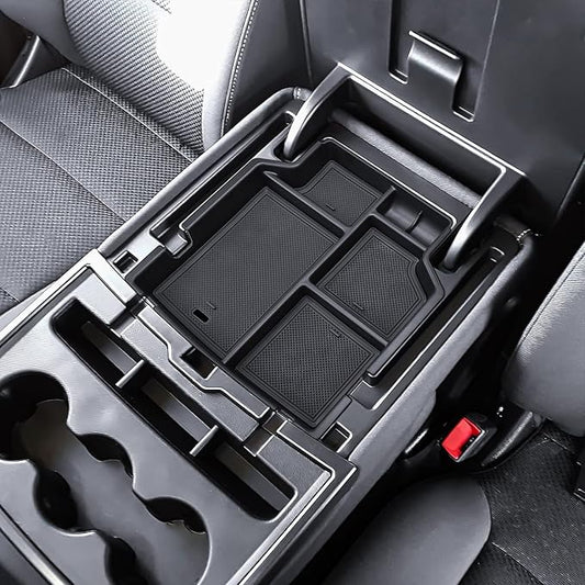 HGWEI Center Console Organizer Compatible with 2014-2018 Chevy Silverado/GMC Sierra 1500 & 2015-2019 2500HD/3500HD Interior Accessories, Middle Armrest Storage Box Insert Tray (Fit Jump Seat ONLY)