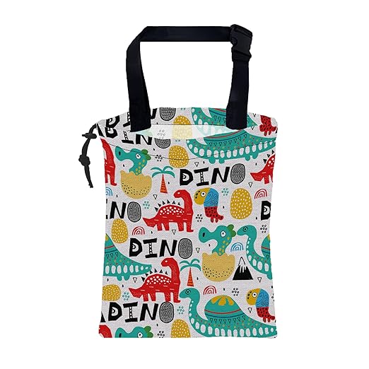 Car Trash Bag Dinosaur with Abstrct Palms and Eggs Leak-Proof Waterproof Car Garbage Bag with Drawstring Foldable Canvas Trash Bin with Adjustable Buckle for Car Accessories, Travelling, Camping