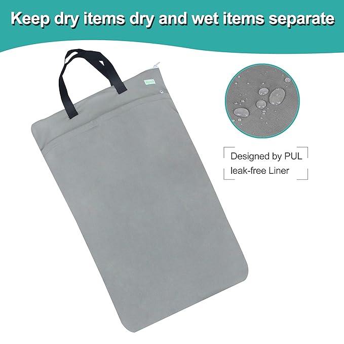 wegreeco Reusable Hanging Wet Dry Cloth Diaper Bag (Grey)