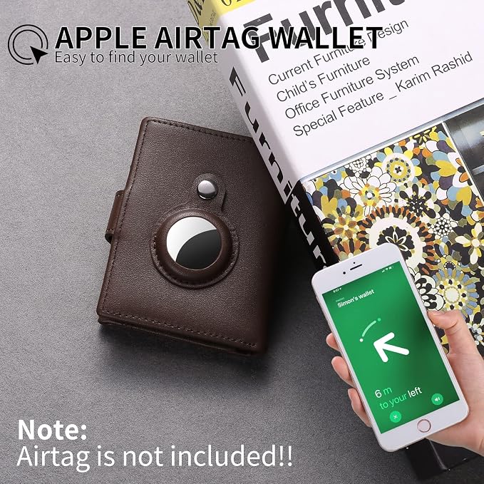 FALAN MULE Wallet for Men Genuine Leather AirTag Wallet RFID Blocking Credit Card Holder Minimalist Wallet with Gift Box