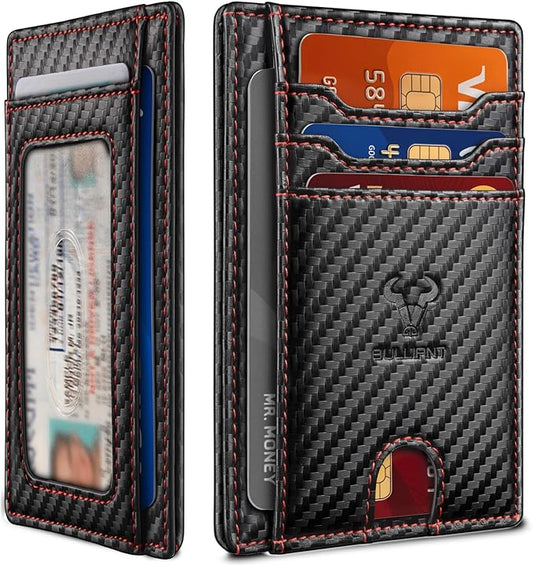 BULLIANT Slim Wallet, Skinny Minimal Thin Front Pocket Wallet Card Holder For Men 7Cards 3.15"x4.5",Gift-Boxed