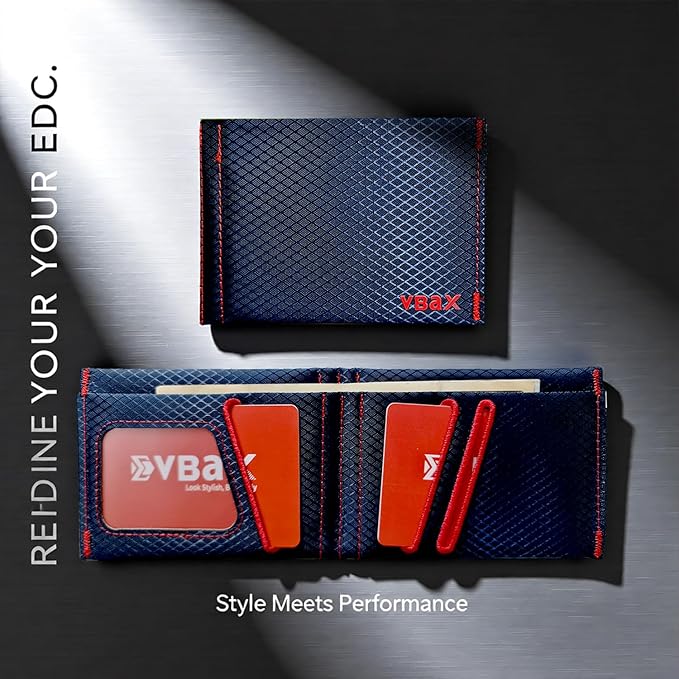 Minimalist RFID Blocking Slim Wallet for Men – Waterproof Microfiber Front Pocket Bifold Card Holder – Holds 10 Cards & Cash (Stealth Crimson Edition)