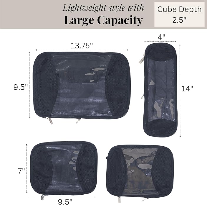 Baggallini Compression Cube 4-piece set - Lightweight Compression Packing Cubes for Travel