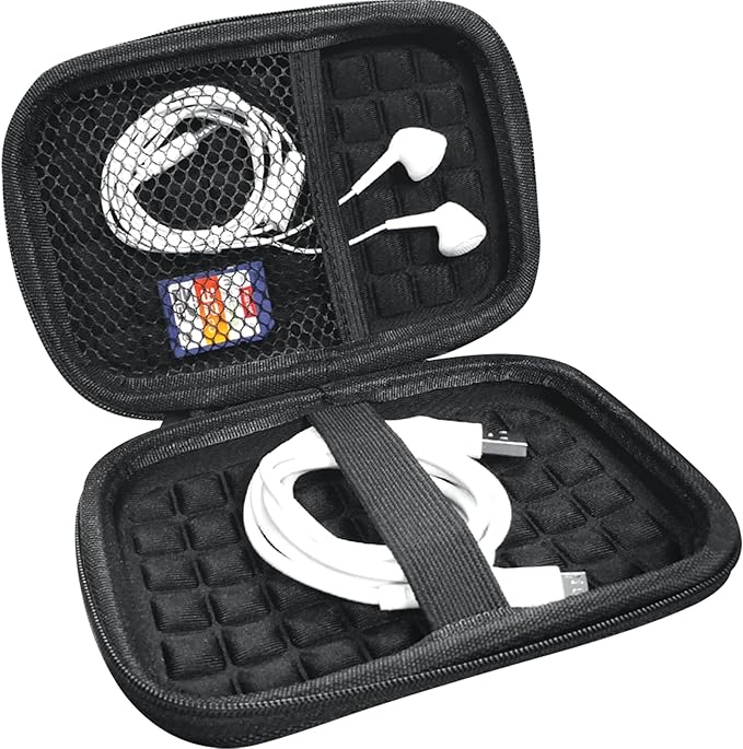 Maxell Hard Shell Small Storage Case: Keep Your Accessories Organized and Safe with Mesh Pockets, Elastic Loop, and Zipper Pocket - Ideal for Powerbanks, Cables, and Earbuds (Pack of 2)