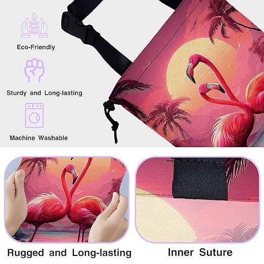 Car Trash Bag Pink Flamingo Car Trash Bin Leakproof Waterproof Car Trash Can for Back Seat, Foldable Car Garbage Bag with Adjustable Straps and Drawstring for Car Accessories