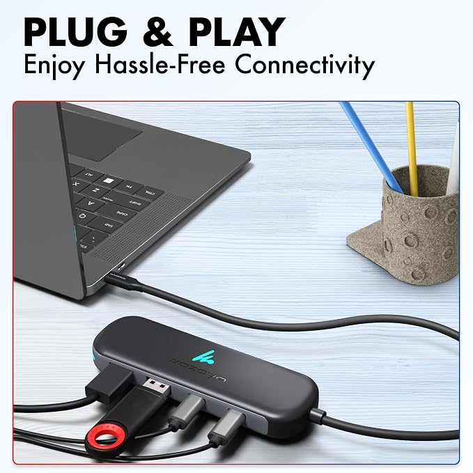 Type C To 2 Port Type C & 2 Port Wozoyo USB 3.2 Hub, Data Transfer Upto 5Gbps, Plug & Play, Multiport Type C Hub With 30cm Cable, Compatible With MacBook,Tablet, Smartphones And Type C Enabled Devices