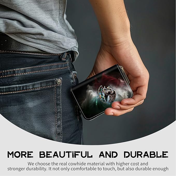 Cute Credit Card Holder with Zipper, Mexico Flag RFID-Blocking Card Case Small Wallet for Women Men, Multi-slot Card Organizer Case Travel Accordion Wallet