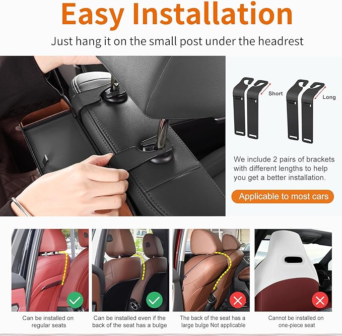 Car Rear Backseat Extra Multifunctional Drink Cup Holder Organizers With Tissue Storage Box Organizer & Hooks For Car Seat Back. Black