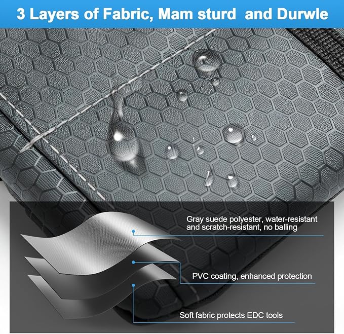 EDC Pouch, Enhanced 3-Layer Fabric - Slim & Compact Pocket Organizer, EDC Tool Pouch for Men, Multitool Holder with Adjustable Strap, Waterproof EDC Bag for Flashlight, Pen & Notebook
