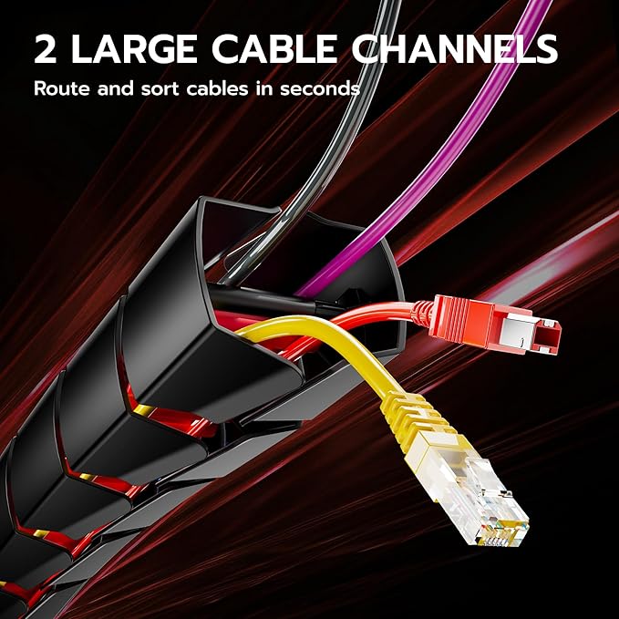 ARES WING Under Desk Cable Management Spine, Magnetic Vertebrae Cable Management for Standing Desk, Length Adjustable Cord Organizer with 20 Modular Vertebrae for Office and Gaming Desks, Red