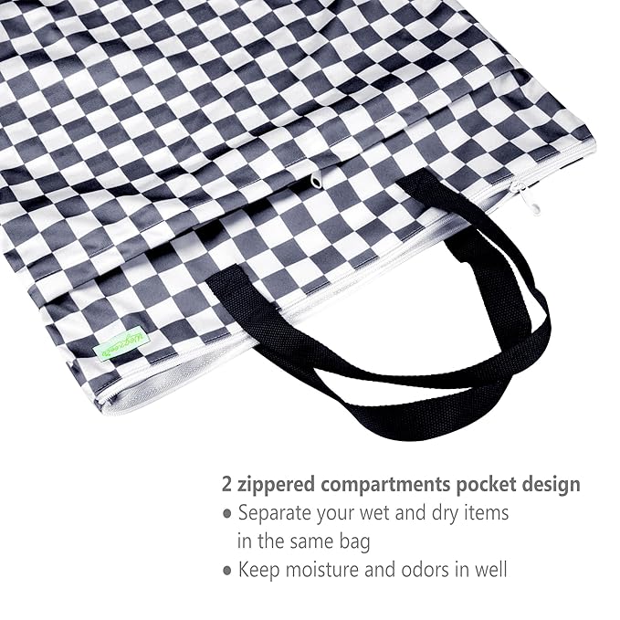 wegreeco Reusable Hanging Wet Dry Cloth Diaper Bag (Checkerboard Grey)