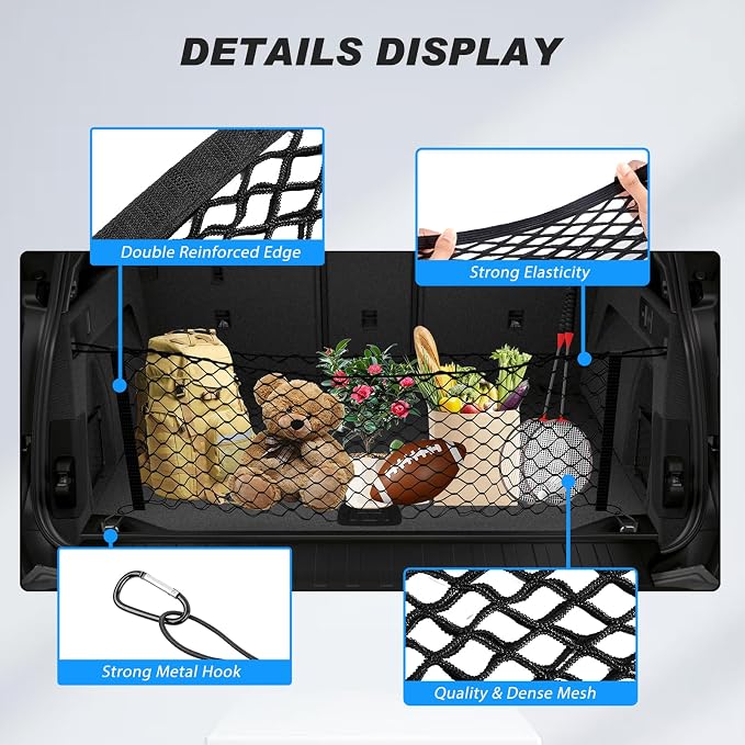 Karltys Cargo Net for BMW X5 2021-2026 Trunk Net | Envelope Style Elastic Mesh Net | Heavy Duty Metal Hooks | BMW X5 Accessories