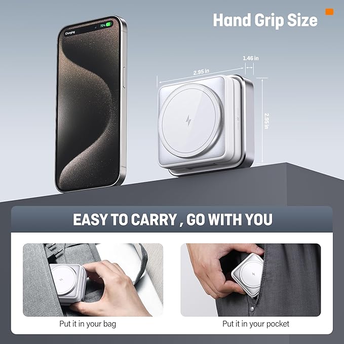 【2026 Upgraded】Wireless Charger 3 in 1, Foldable Wireless Charging Station with Light for Apple MagSafe Charger, Travel Magnetic Charger for iPhone 17/16/15/14/13/12 Apple Watch AirPods (20W Adapter)