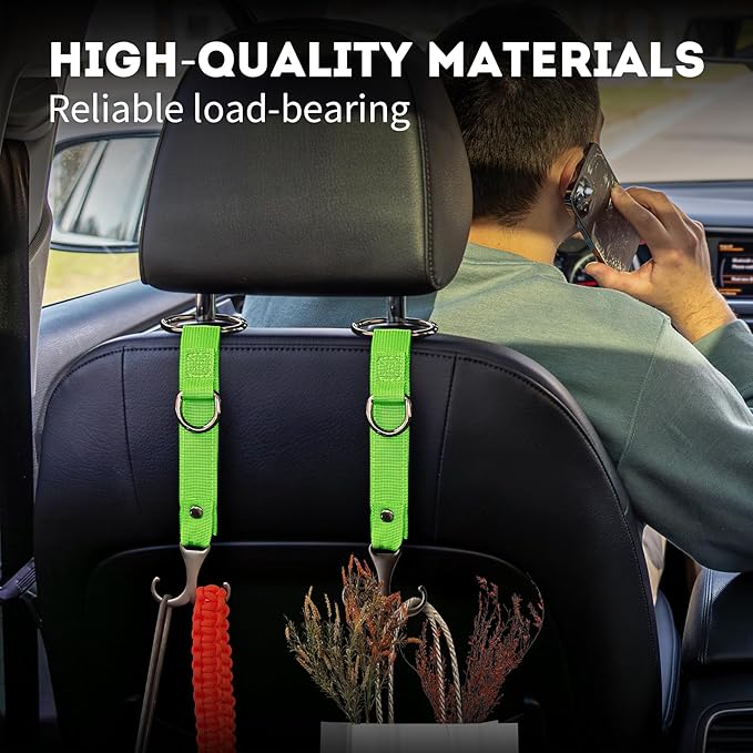 IronSeals 2 Pack Headrest Hooks for Car Seat, Heavy Duty Metal Utility Seat Hooks for Car Seat Organizer, Car Clips for Hanging Bag, Purse