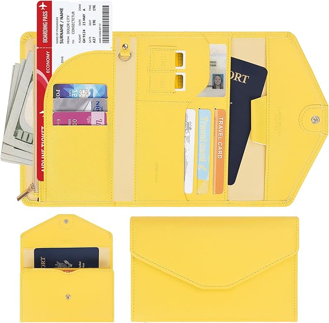 ZOPPEN Mulit-purpose Rfid Blocking Passport Holder Travel Wallet (Ver.4) Passport and Vaccine Card Holder ComboTri-fold Document Organizer Travel Essentials