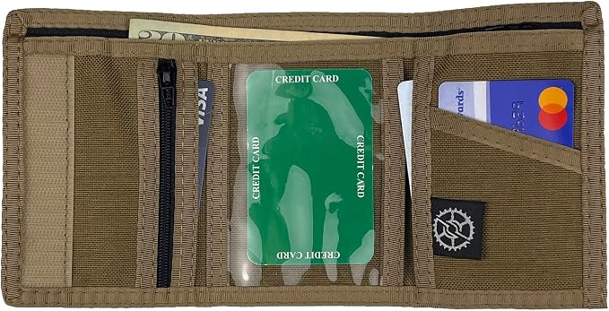 Sprocket Nylon Trifold Wallet with Coin Pocket & ID Window (Coyote Brown)