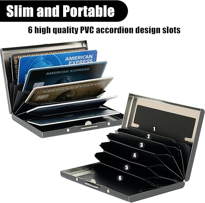 BONSYL® Credit Card Holder, RFID Blocking Slim Metal Credit Card Wallet, with Card Slots, for Women and Men. | RFID Blocking, Slim, 6 Card Slots
