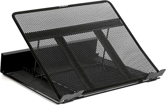 DESIGNA Metal Mesh Ventilated Adjustable Laptop Stands Computer Notebook Holder Stand Riser Compatible with Apple MacBook Air Pro Dell XPS HP Samsung Lenovo More Laptops up to 19"- Black