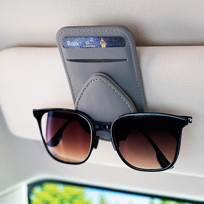 Visor Card Holder for Car Visor, 2 Card Slots Visor Glasses Clip, Strong Magnetic Visor Holder, Visor Accessories for Cars SUV(Gray1Pcs)