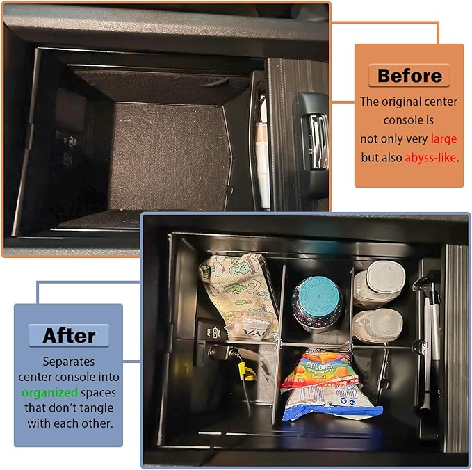 RUNROAD Center Console Organizer Compatible with Honda Pilot (2016-2022)/ Ridgeline (2017-2023)/ Passport (2019-2023) Accessories, Insert Armrest Dividers ABS Secondary Console Storage Box