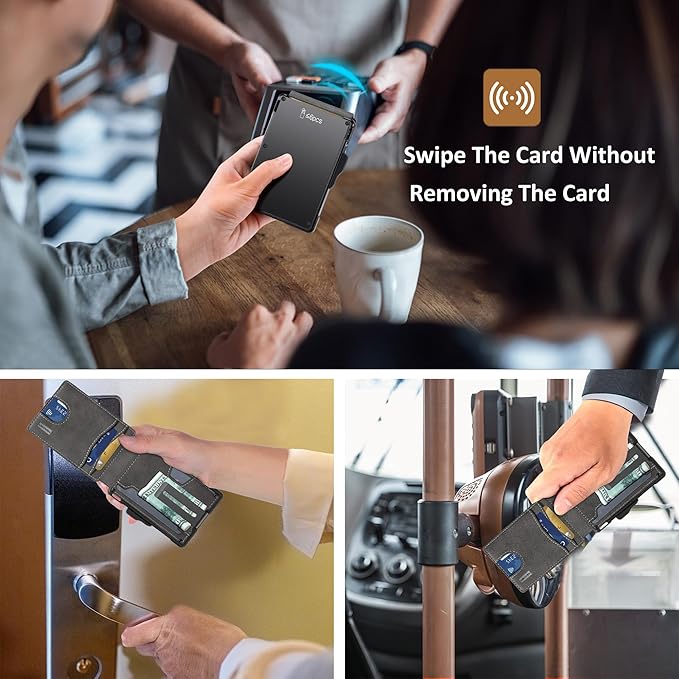 umoven Wallet for Men - with Money Clip Slim Leather Slots Credit Card Holder RFID Blocking Bifold Minimalist Wallet