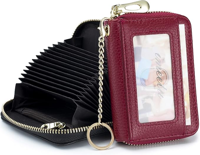 imeetu Rfid Credit Card Holder,Genuine Leather Businese Card Case,Rfid Blocking Wallet for Women & Men