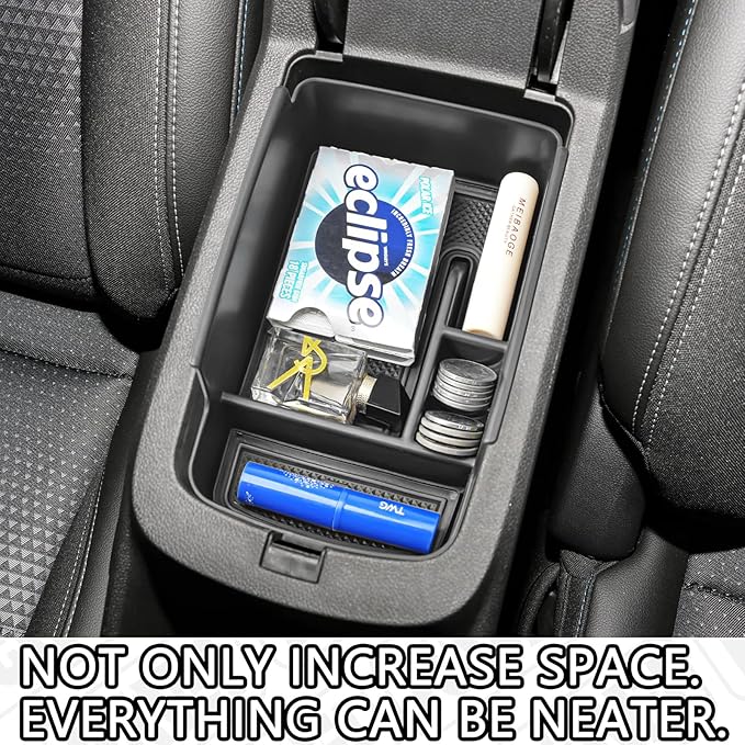 HGWEI 2Pcs Center Console Organizer Compatible with 2024 2025 2026 Chevy Trax Interior Accessories and Lower Middle Console Insert Tray Armrest Storage Box Compartment Divider, Black