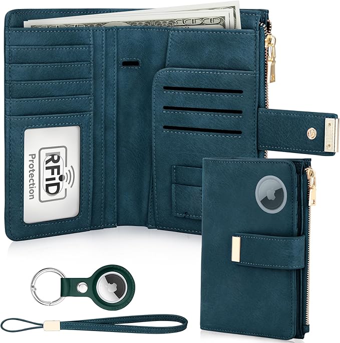 HUANLANG Passport Holder with Airtag for Women/Men, Airtag Passport Wallet for Travel Leather Passport Holder RFID Blocking,Travel Passport Walelt with Credit Card Holder